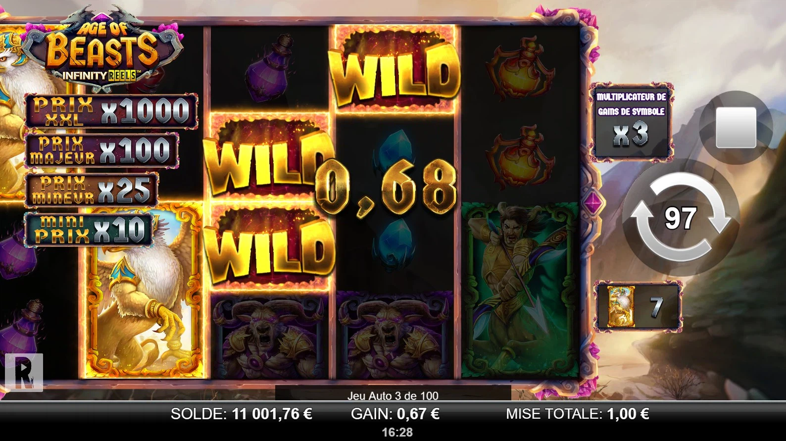 les différentes connexions de la slot age of beats infinity reels yggdrasil