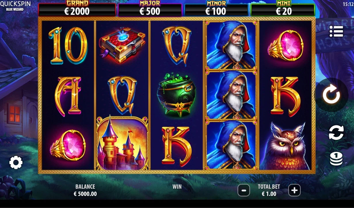 jeu de base de la slot blue wizard quickspin