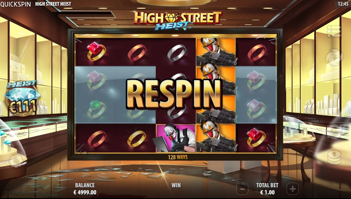 fonction respin de la slot high street heist quickspin