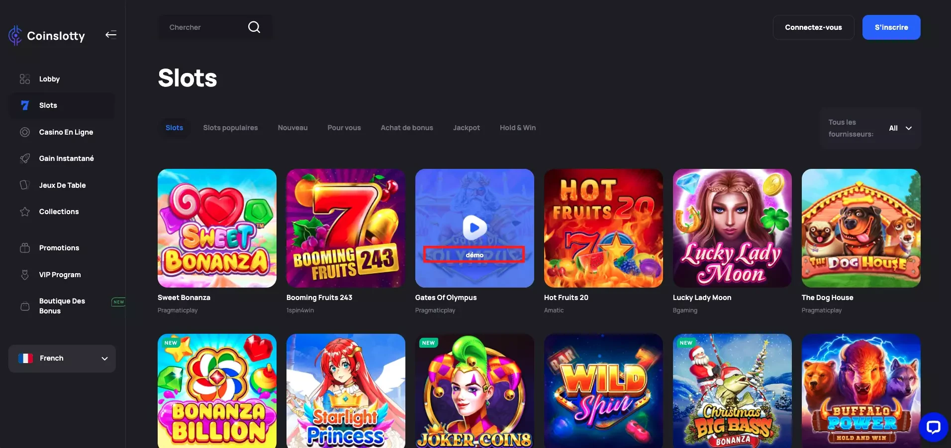 Il vous sera possible de jouer gratuitement aux machines a sous sur CoinSlotty