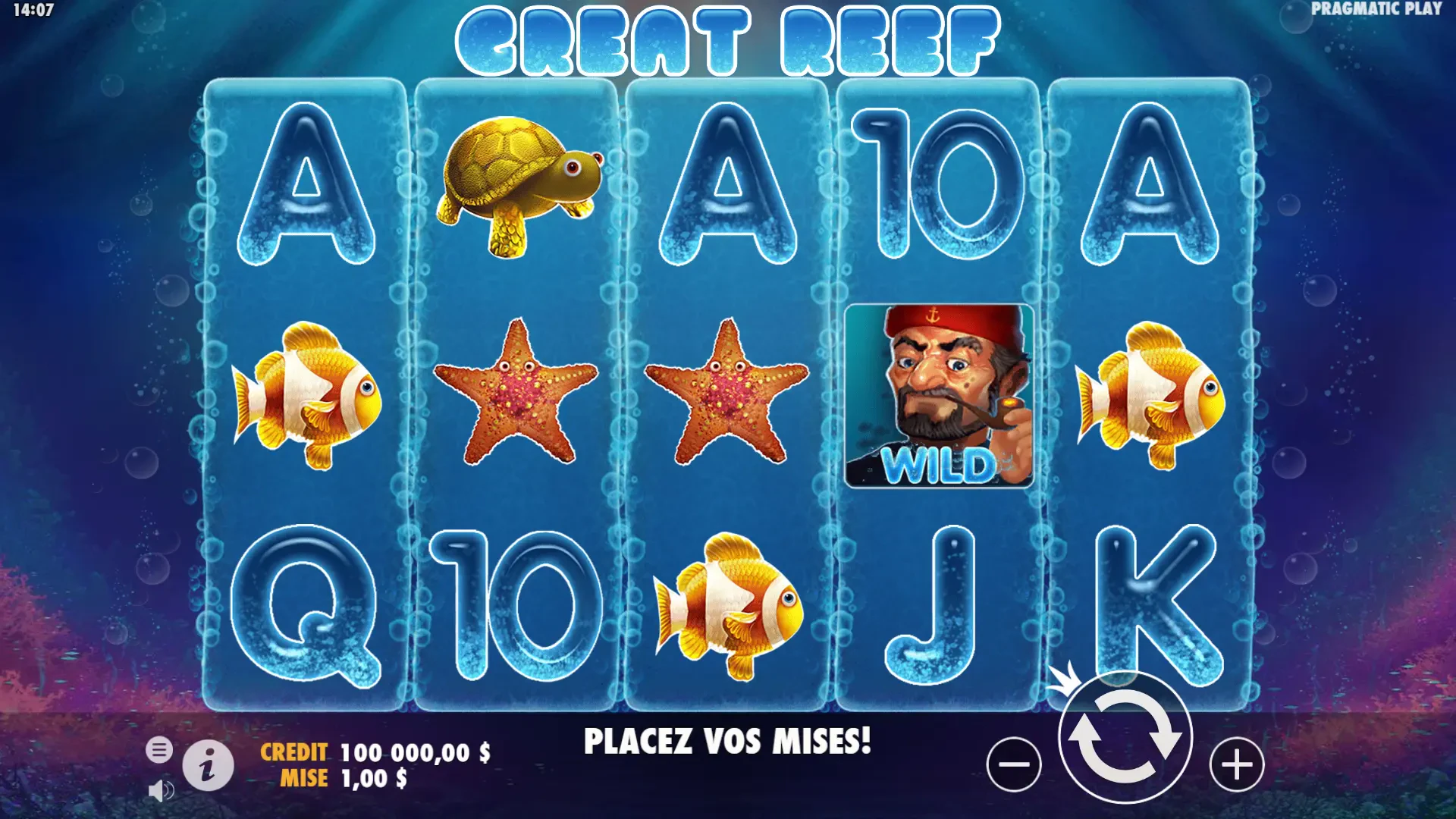 La machine a sous de Pragmatic Play Great Reef