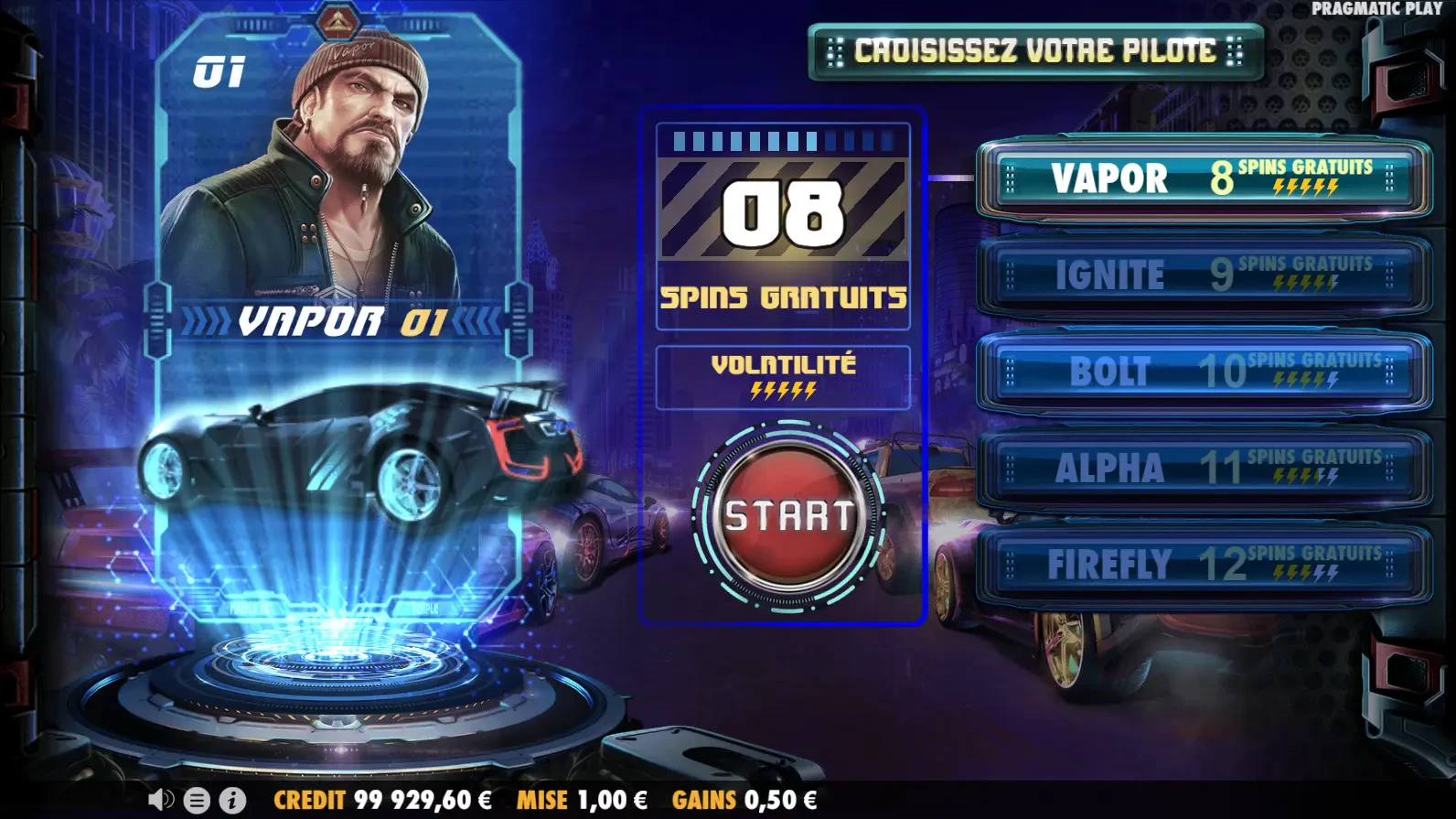 Les différents personnages du bonus de Street Racer