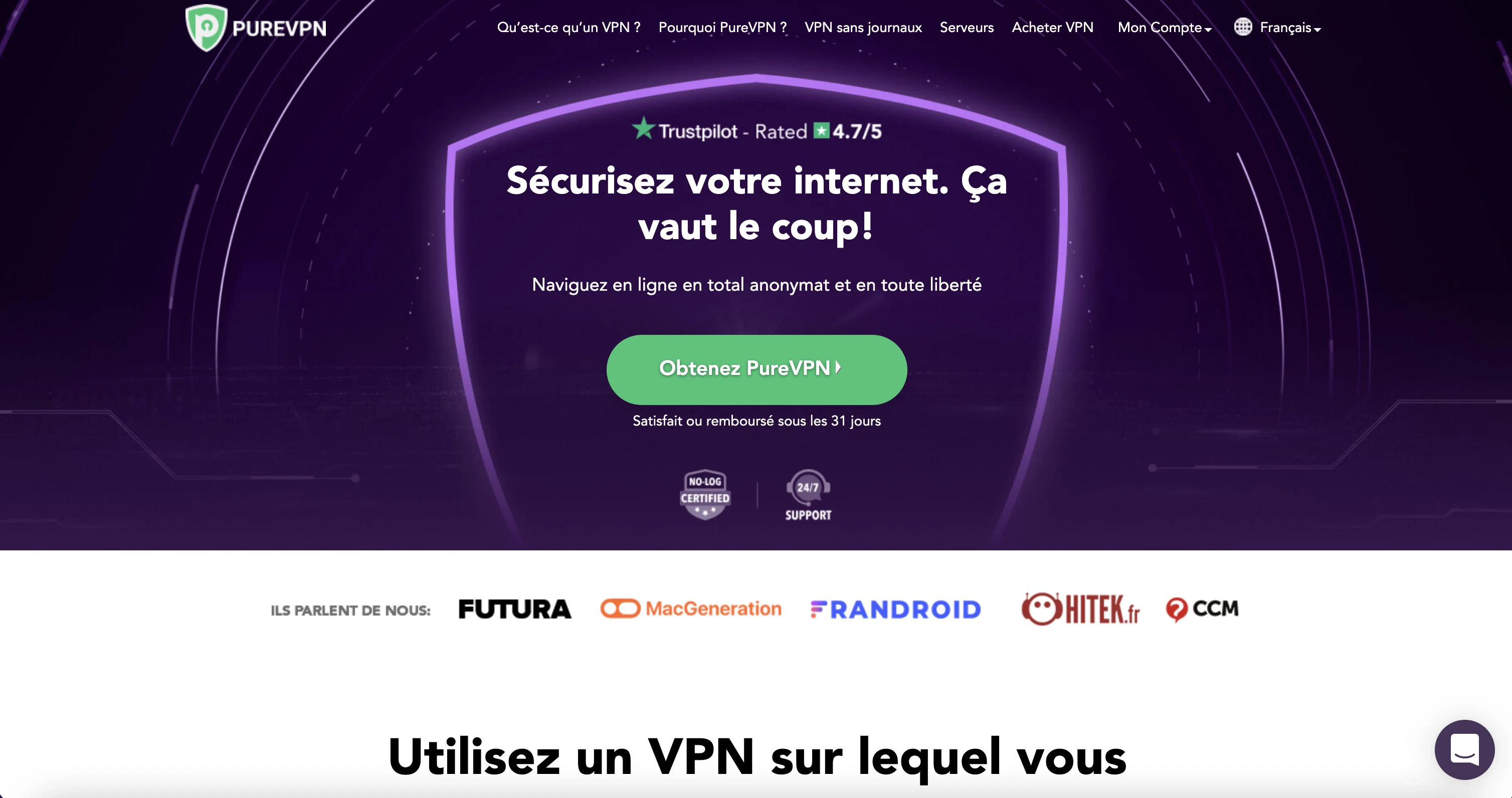 PureVPN vous permet de vous connecter à plus de 78 pays différents à travers 6 500 serveurs