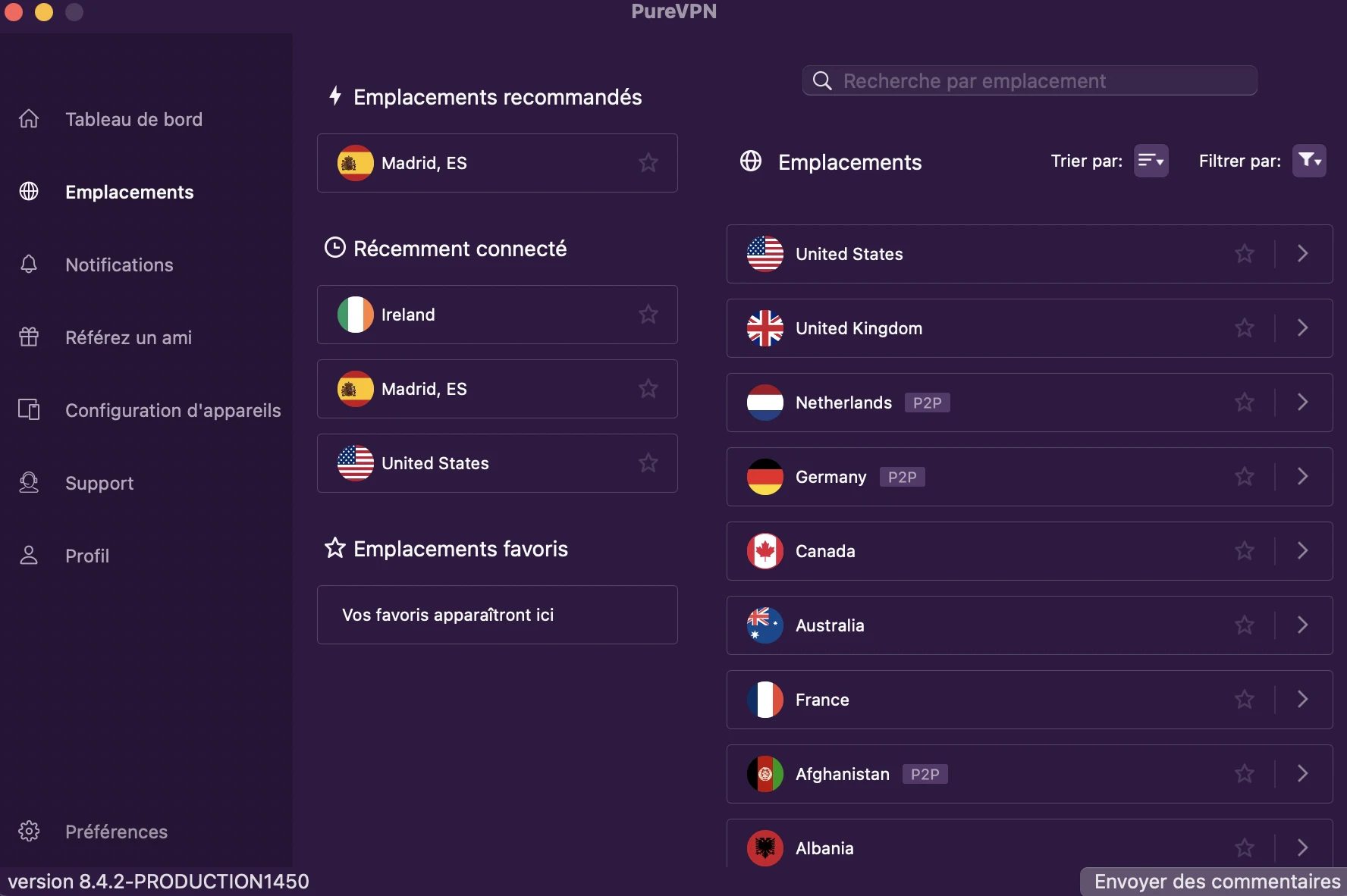 PureVPN est une excellente application qui vous permet d’avoir jusqu’à 80 pays différents