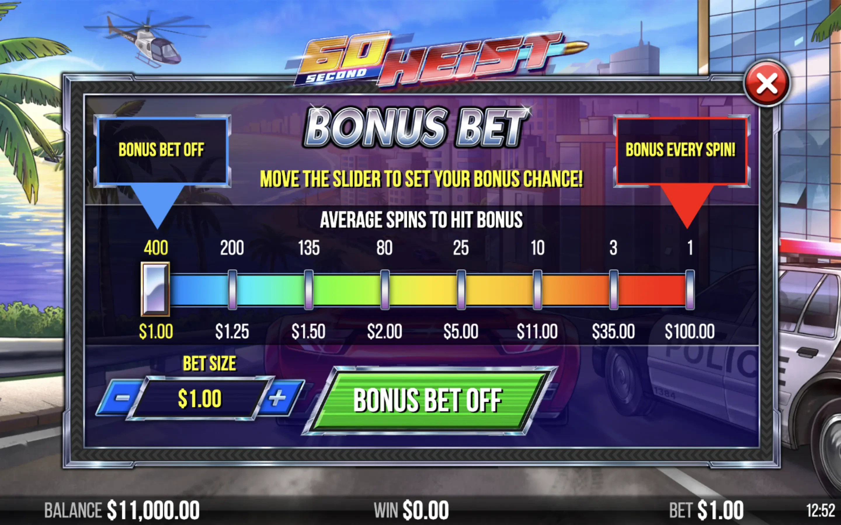Le bonus bet de 60 Seconds Heist