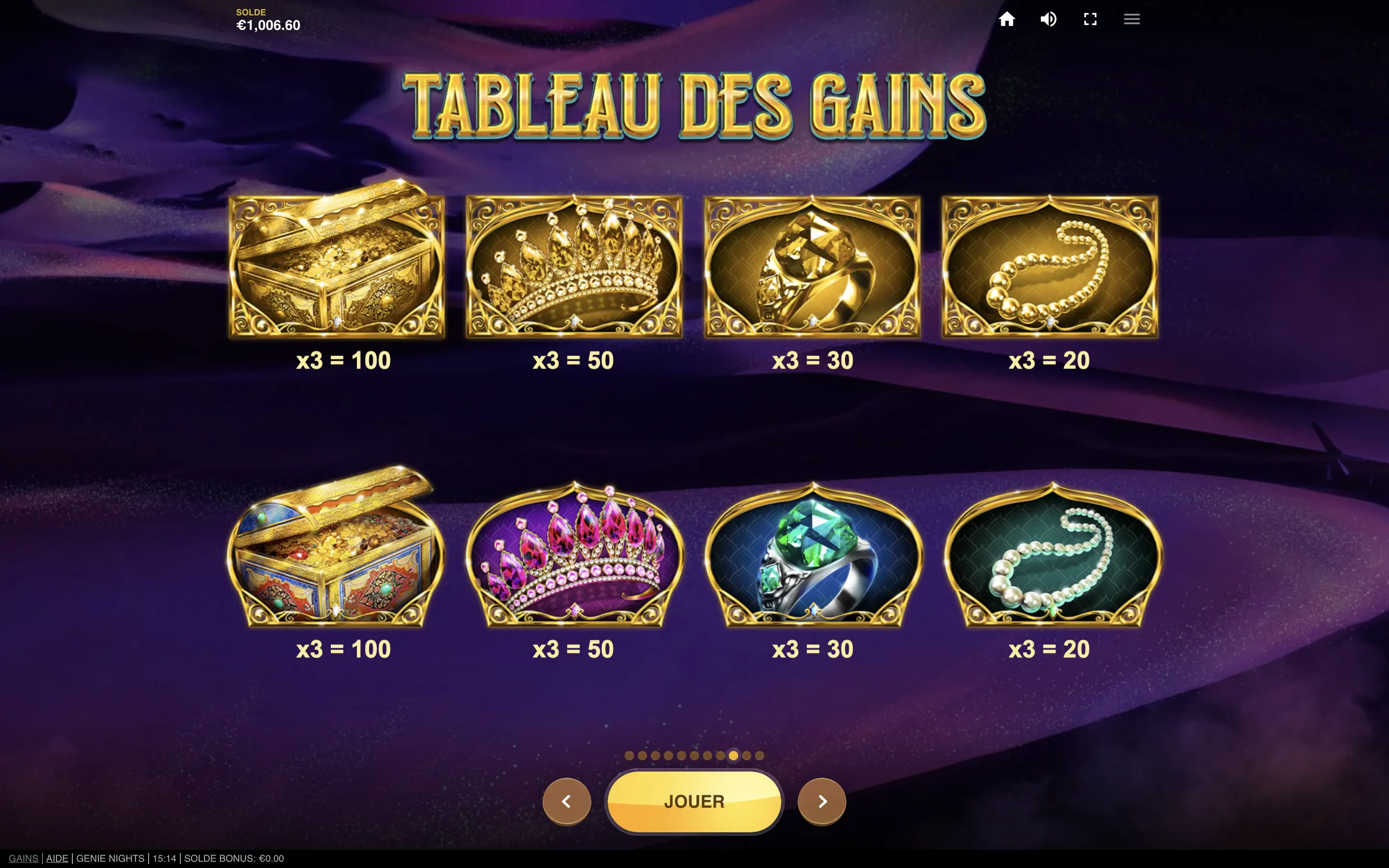 Les symboles premium de Genie Nights