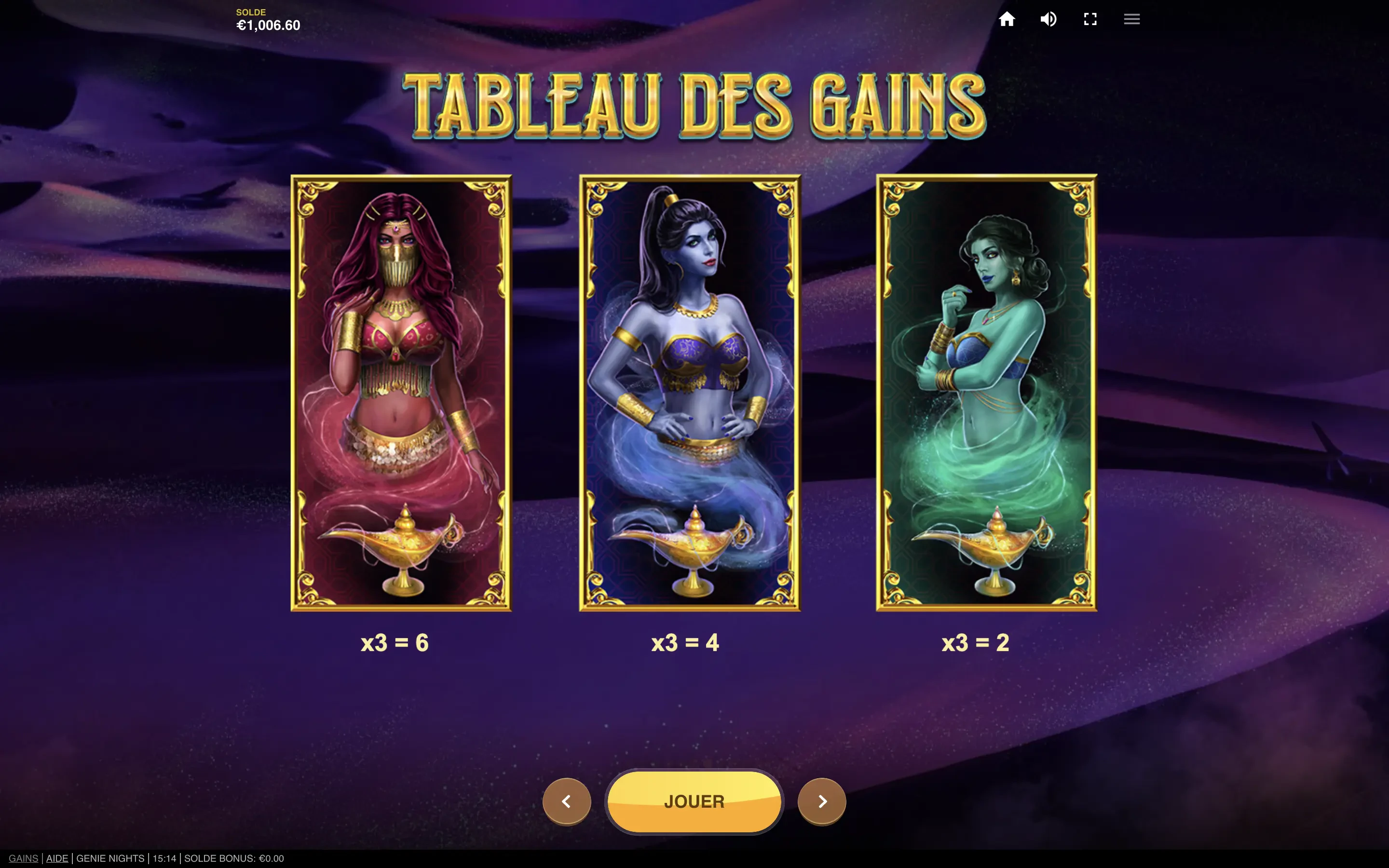 Les symboles Génie de Genie Nights
