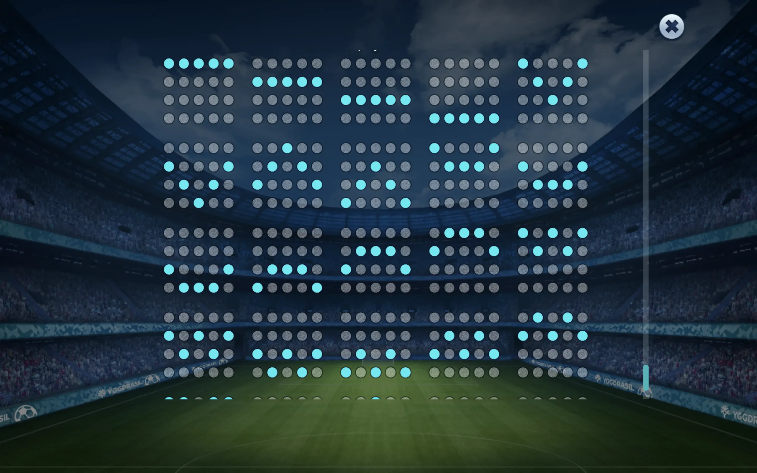 Les lignes de paiement de Football Glory