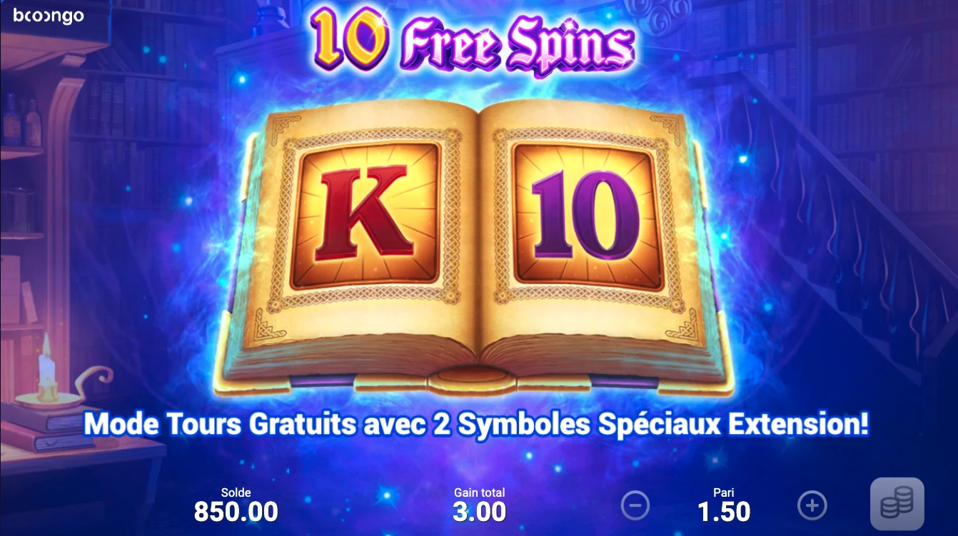 Choix symbole durant bonus Book of Wizard : double chance