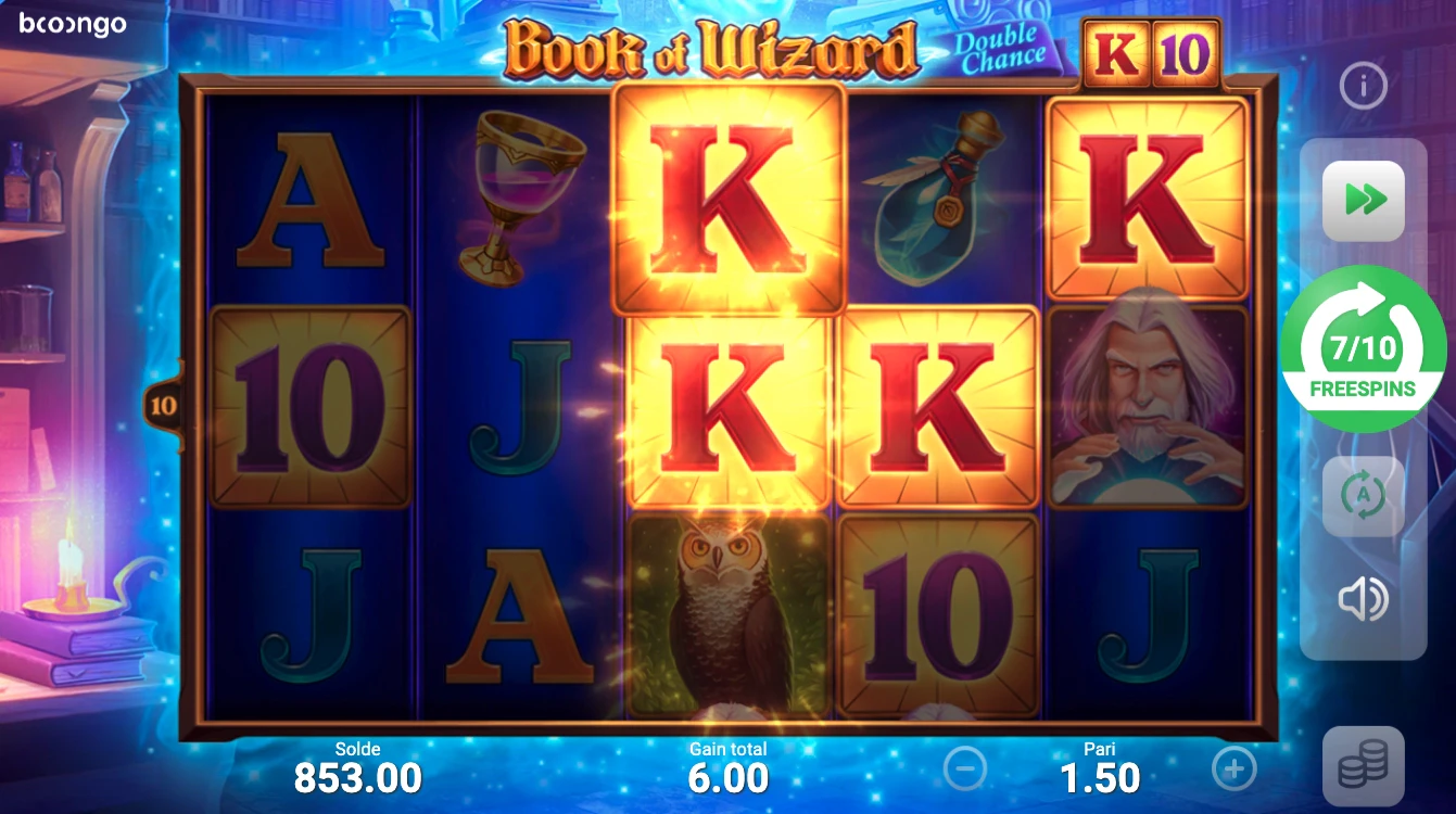 Fonctionnalité bonus Book of Wizard : double chance