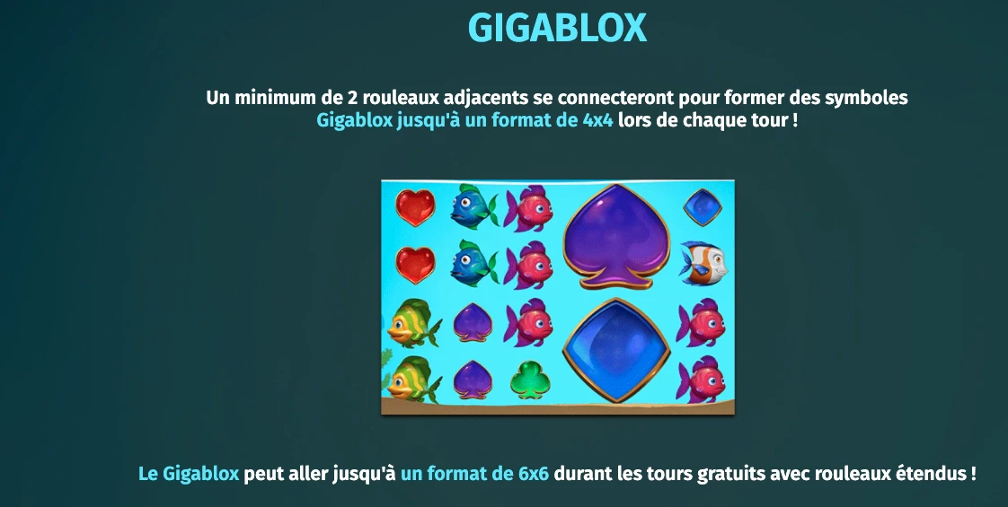 Fonctionnalité Gigablox sur Golden Fish Tank 2