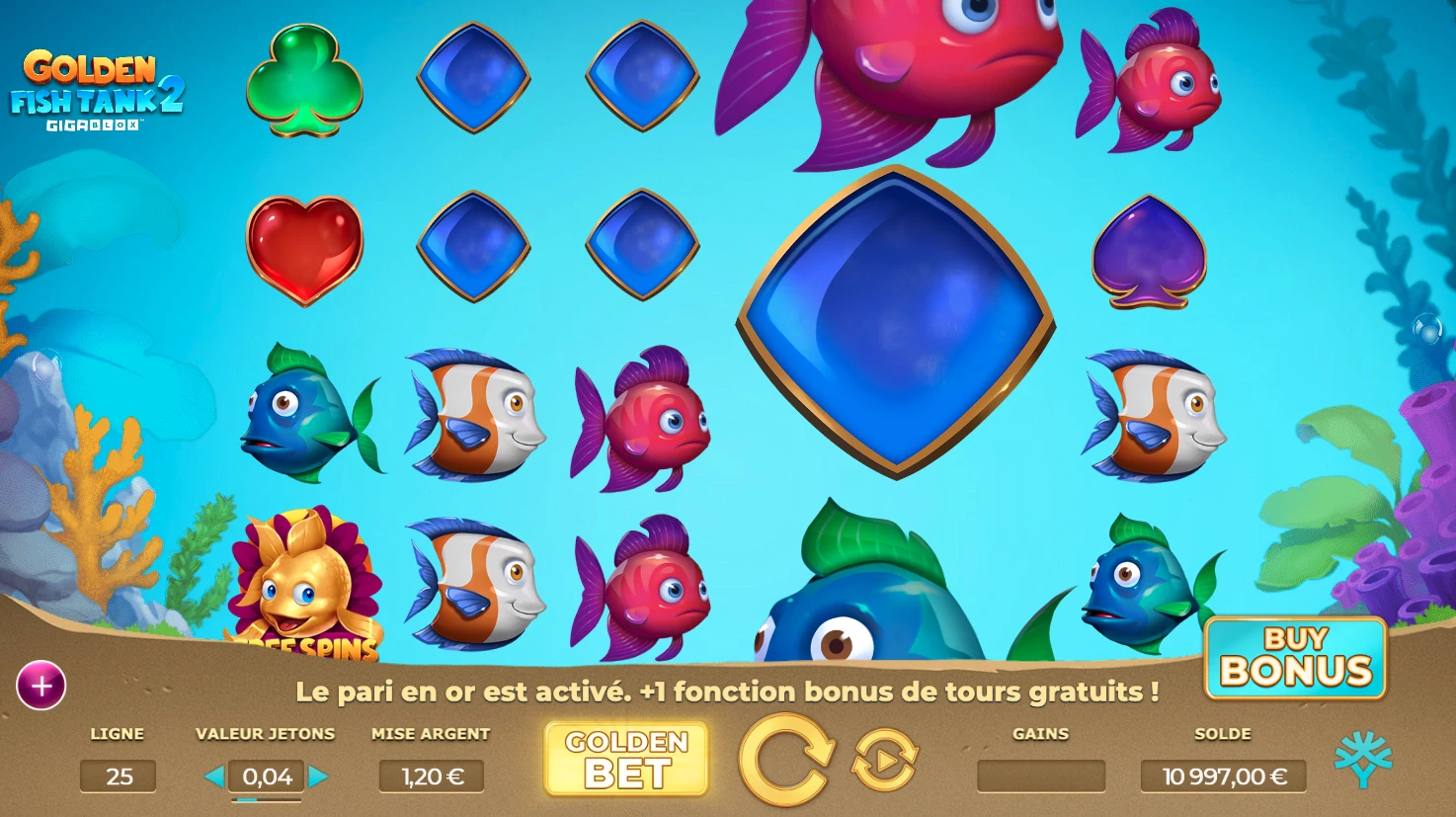 Fonctionnalité du pari en or sur Golden Fish Tank 2 Gigablox