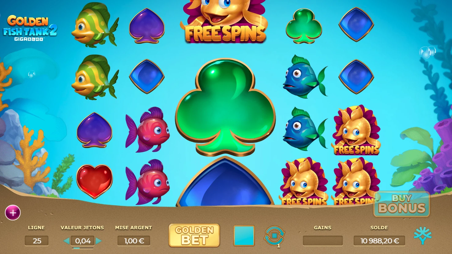 Obtention des parties bonus Golden Fish Tank 2 Gigablox