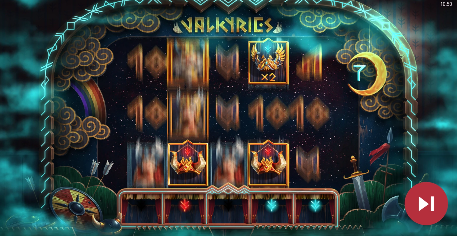 Symbole wild bleu avec multiplicateur x 2 bonus Valkyries