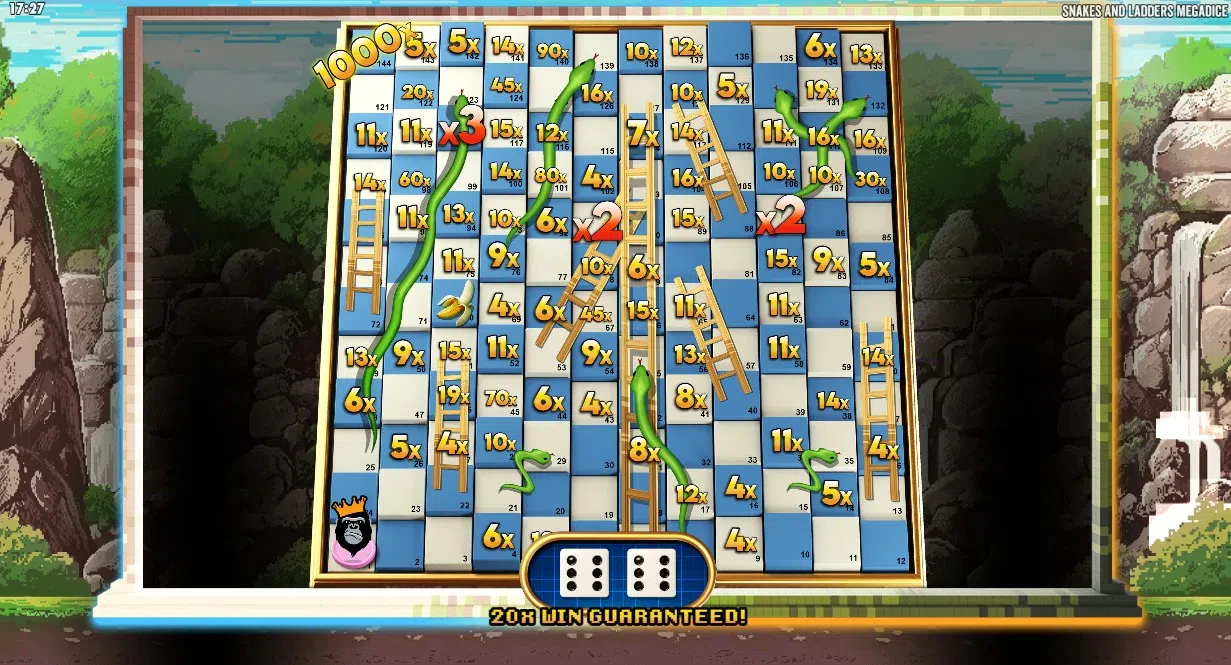 tableau bonus avancée avec dés slot snakes and ladders megadice de pragmatic play