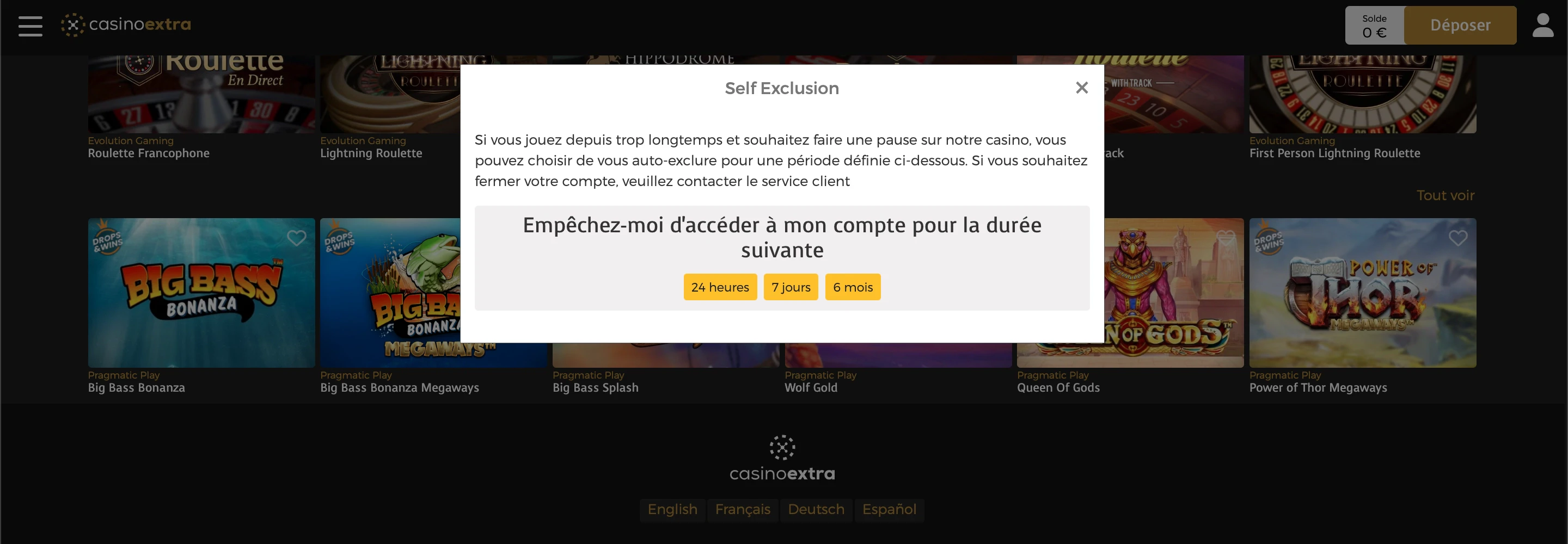 se désinscrire de casino extra