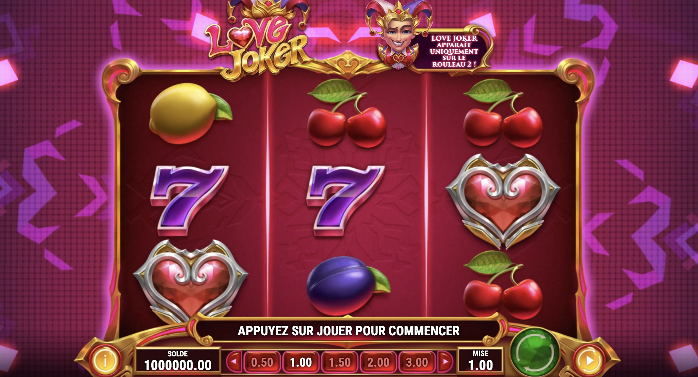 Grille de départ de la machine a sous Lover Joker de Play’n GO