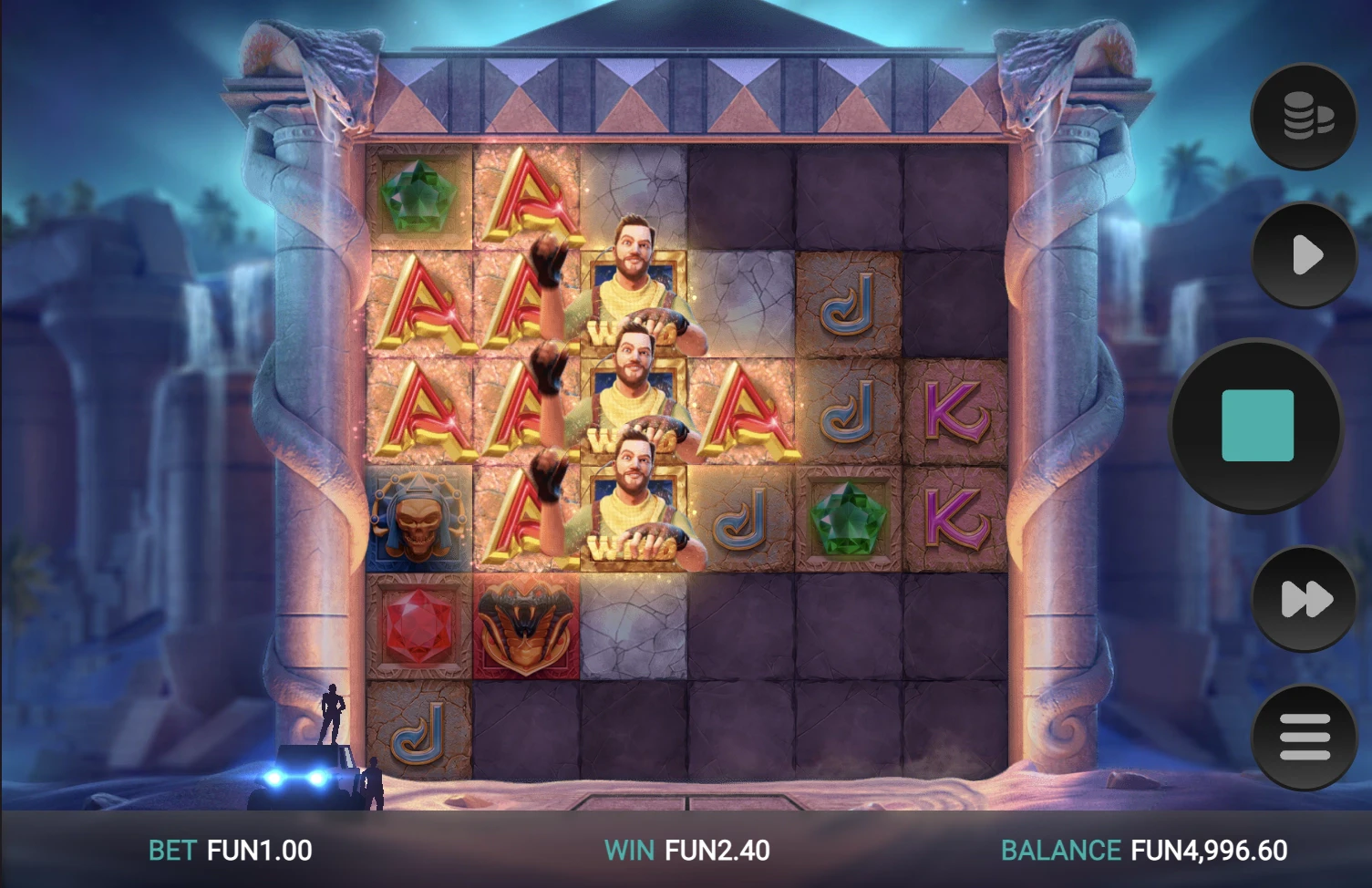 Voici le fonctionnement des connexions sur la machine a sous Temple Tumble 2 de Relax Gaming