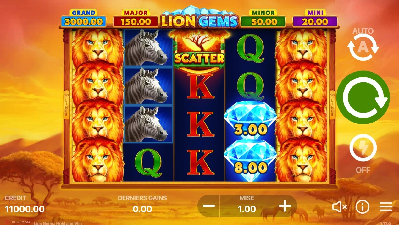 jeu de base de la slot lion gems de playson