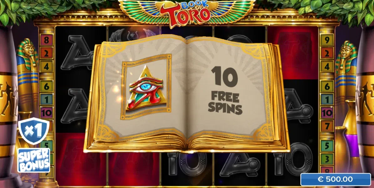 gain de 10 tours gratuits sur book of toro de elk studios