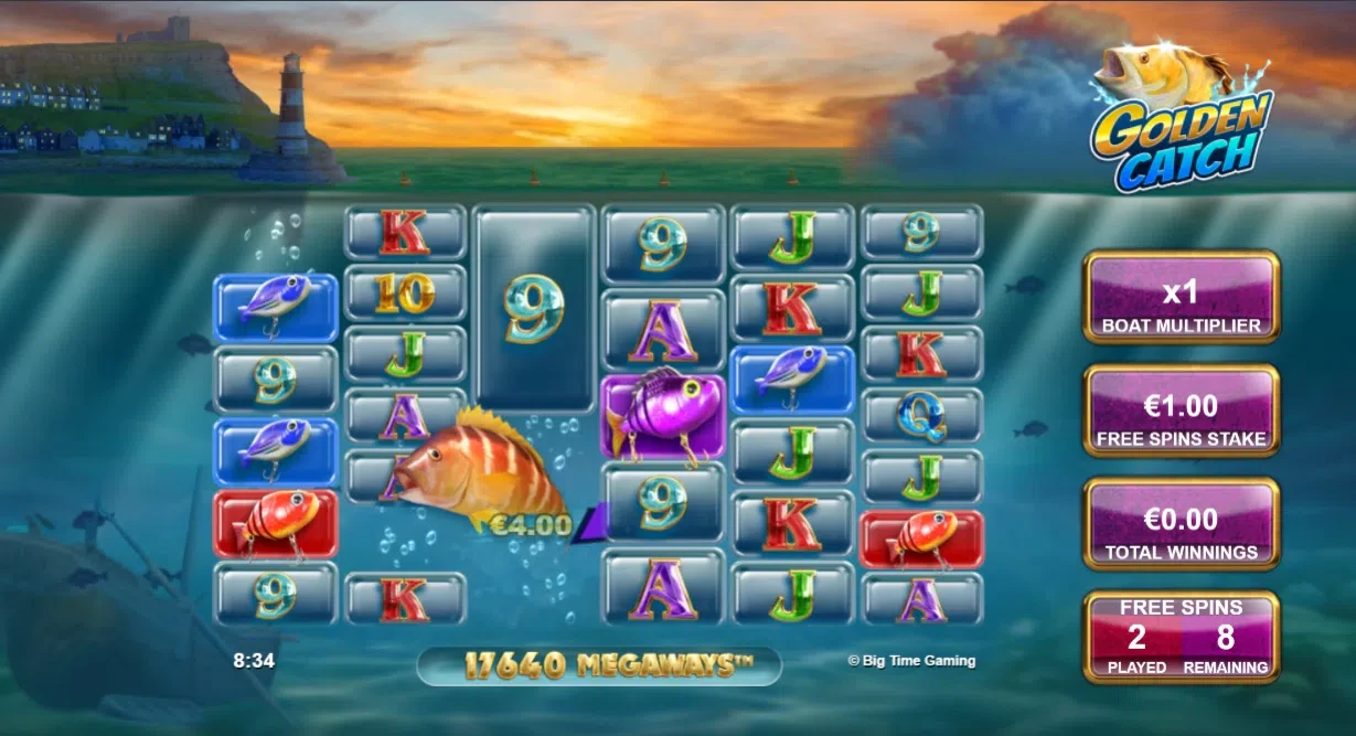 les poissons durant le bonus de golden catch de big time gaming