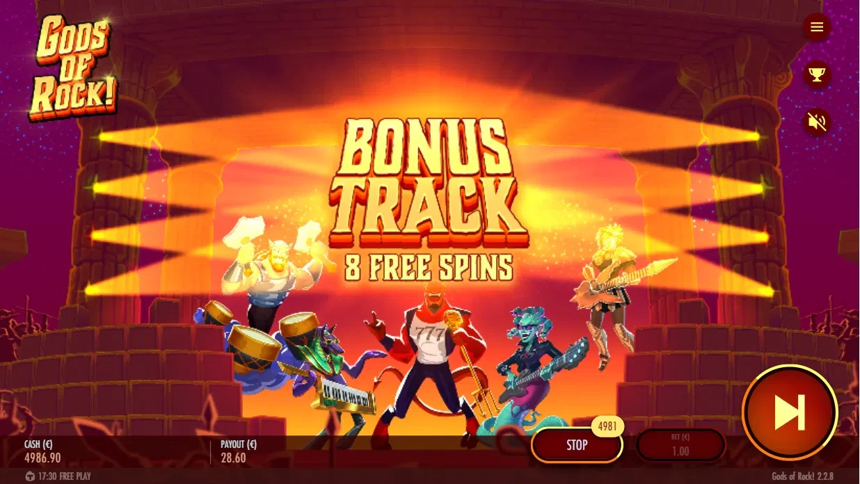 8 tours gratuits bonus gods of rock de thunderkick