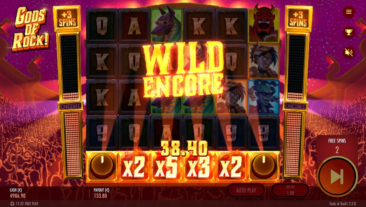 fonction wild encore bonus gods of rock de thunderkick