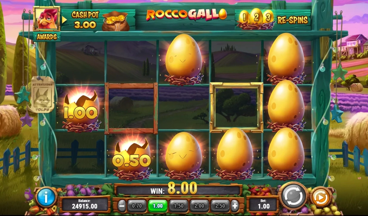 fonctionnalités sur le bonus de rocco gallo de play’n go