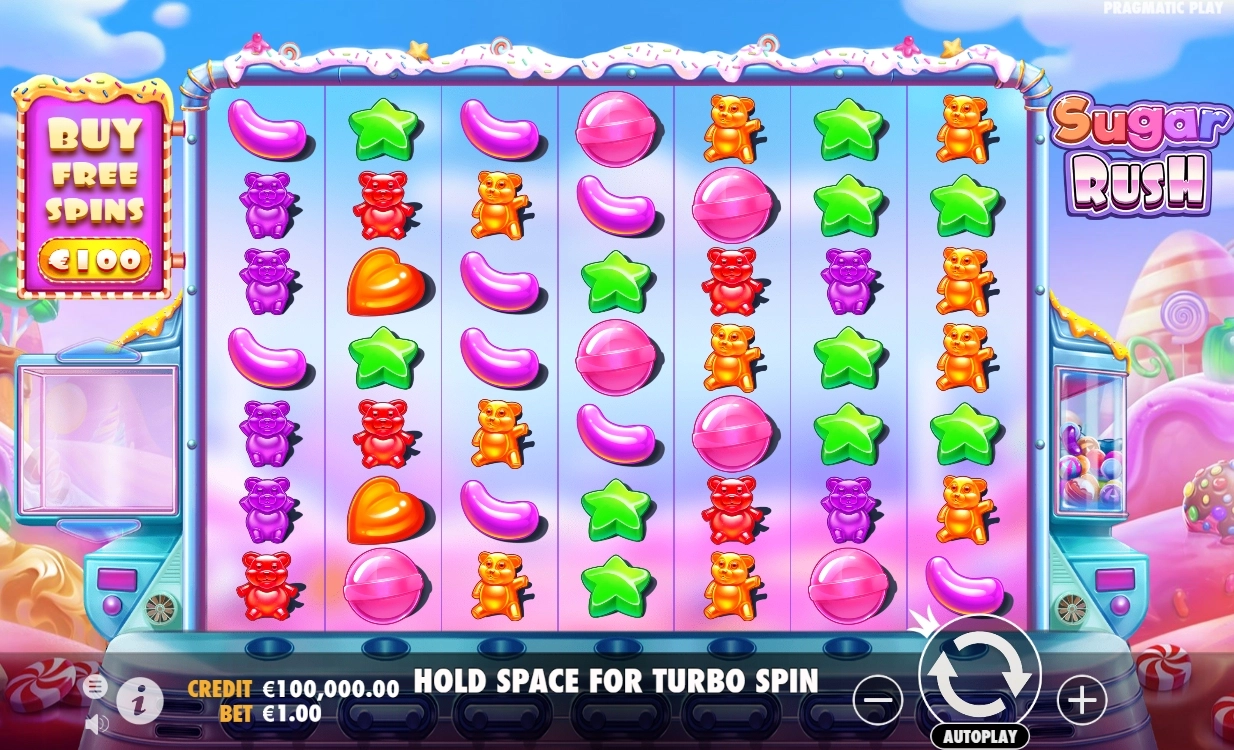 le jeu de base de la slot sugar rush de pragmatic play