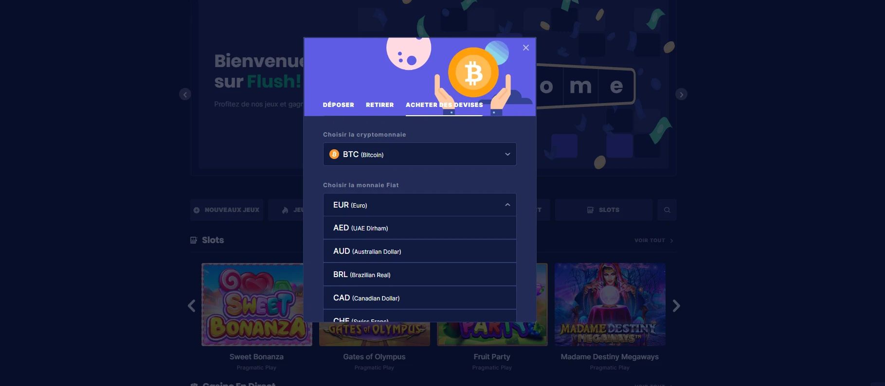 Dernière étape acheter crypto flush casino