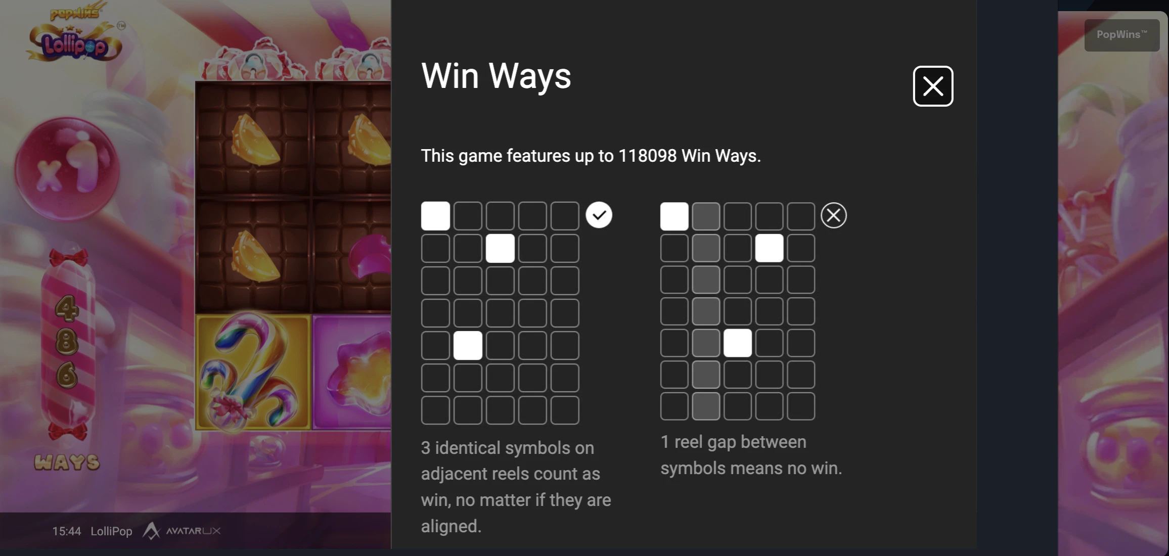 Voici les différentes connexions qui sont disponibles sur la machine a sous LolliPop