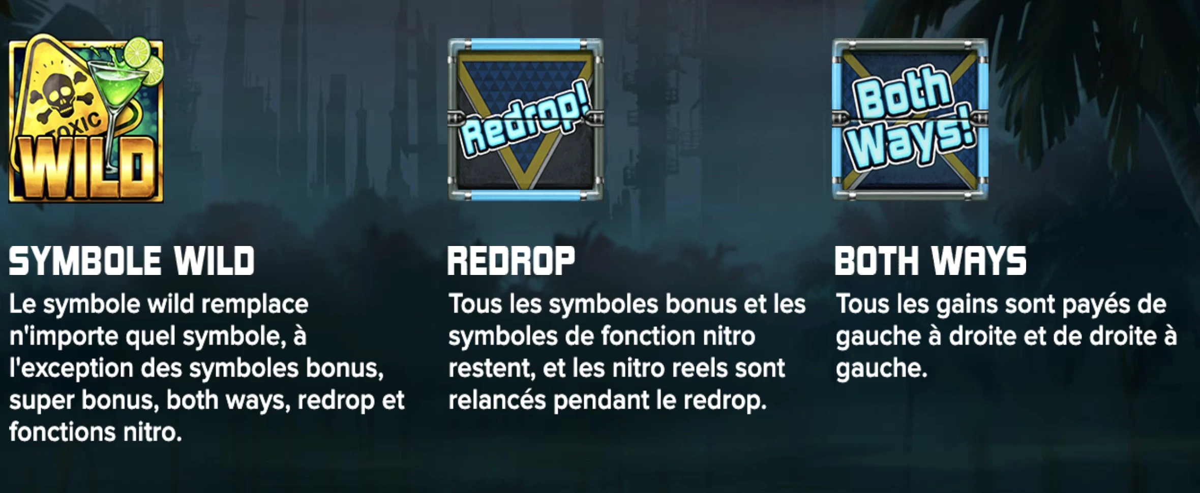 Premières fonctionnalités présentes sur la machine a sous Nitropolis 3 d’ELK Studios