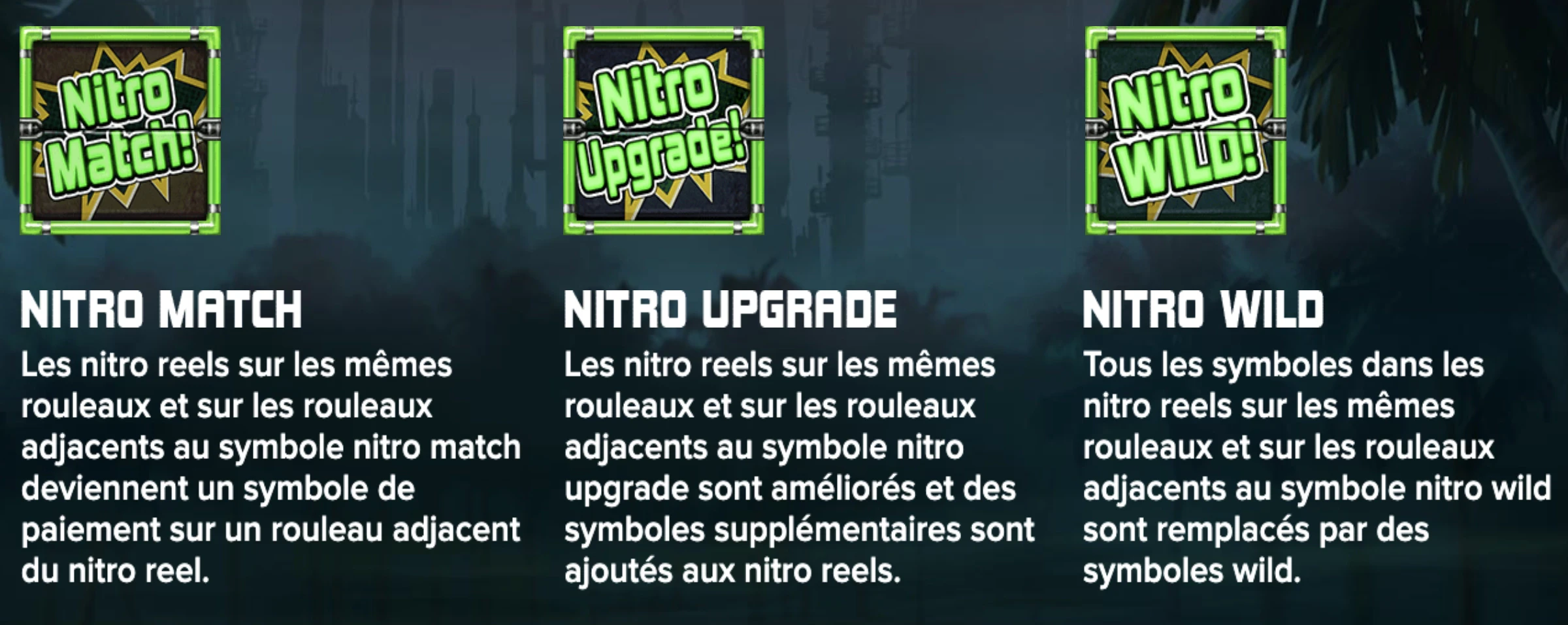 Autres fonctionnalités présentes sur la machine a sous Nitropolis 3 d’ELK Studios