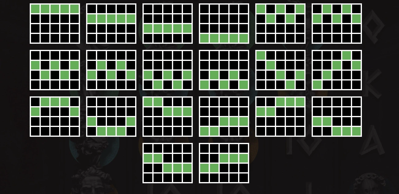 Voici les 20 lignes de paiement qui composent la machine a sous Itero Echospins de Hacksaw Gaming