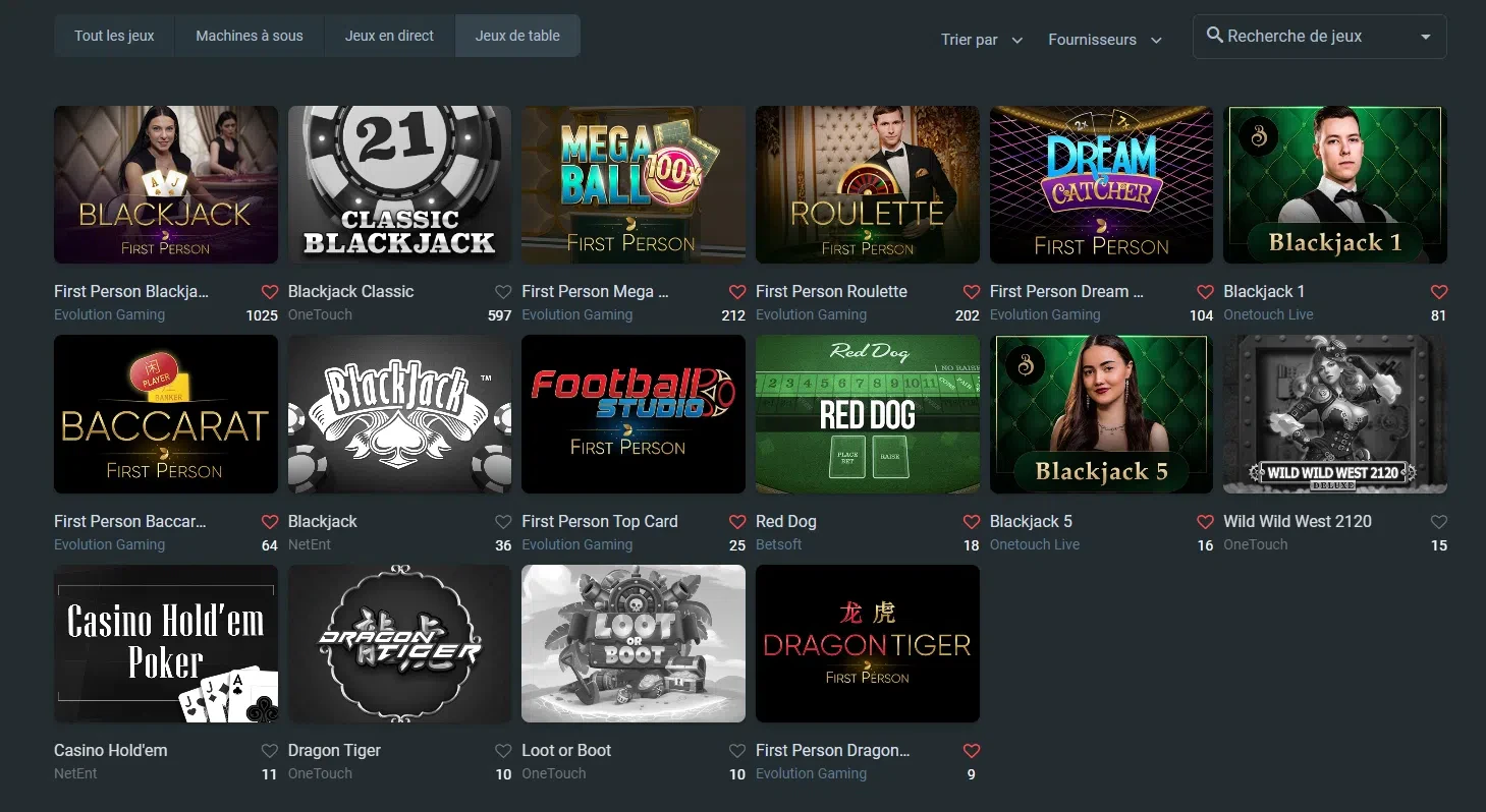 les différents jeux de table solo gamdom casino