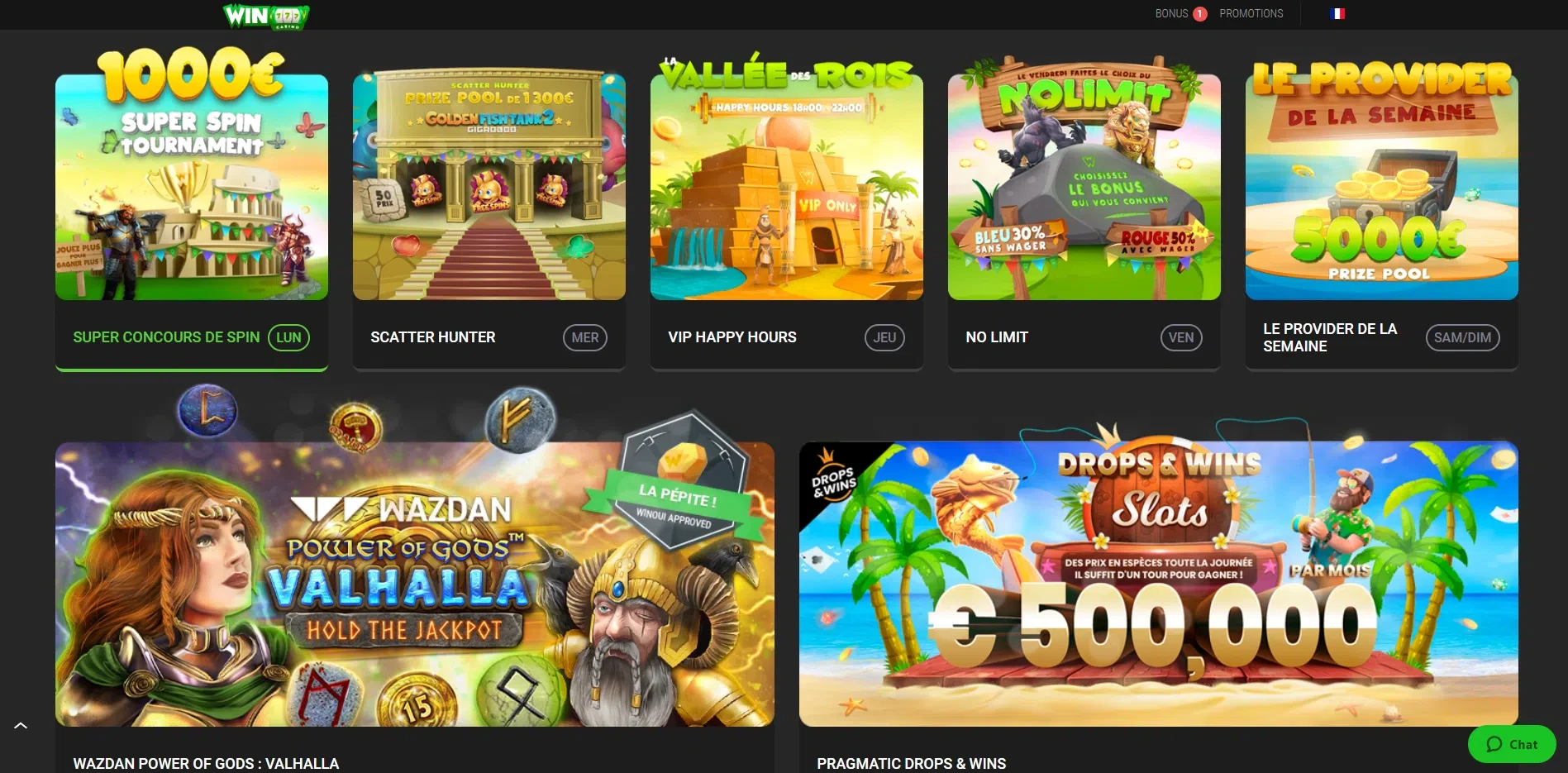 les différentes promotions du moment sur winoui casino