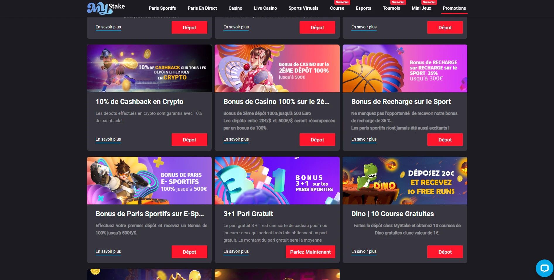MyStake est un site qui met à votre disposition des offres de bienvenue différentes
