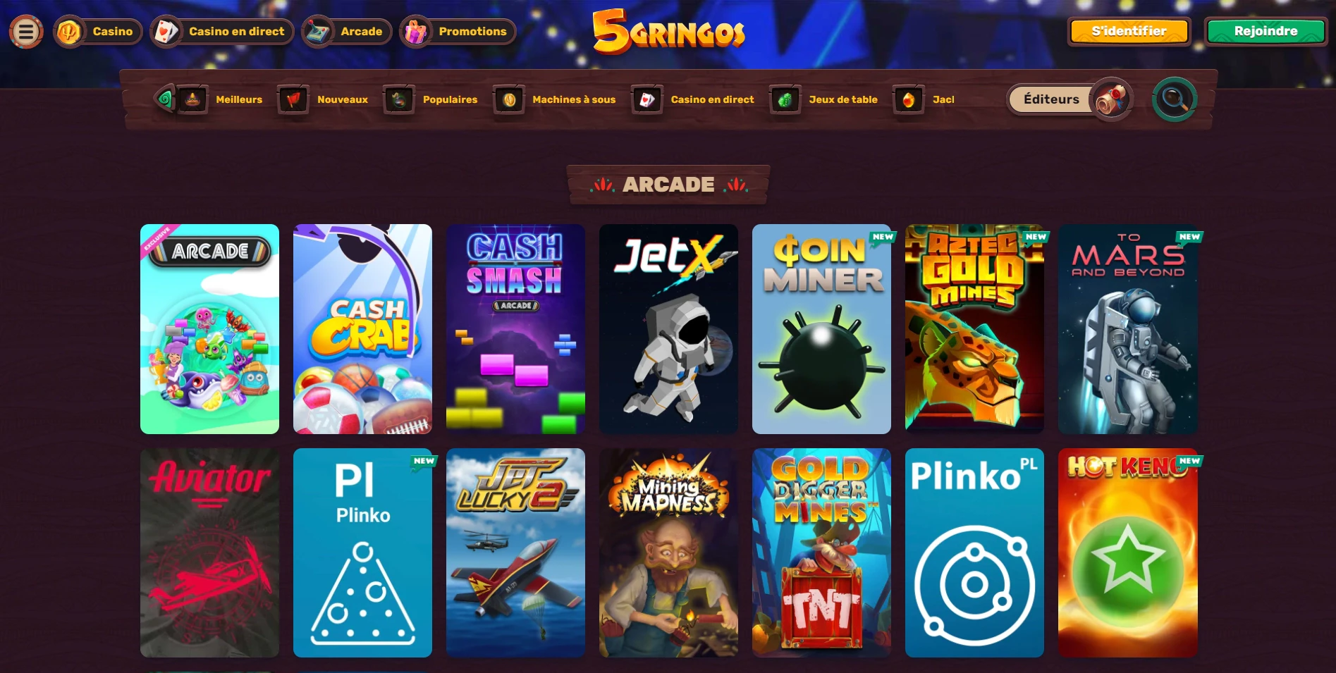 Jeux originaux qui sont présents sur le casino en ligne 5Gringos