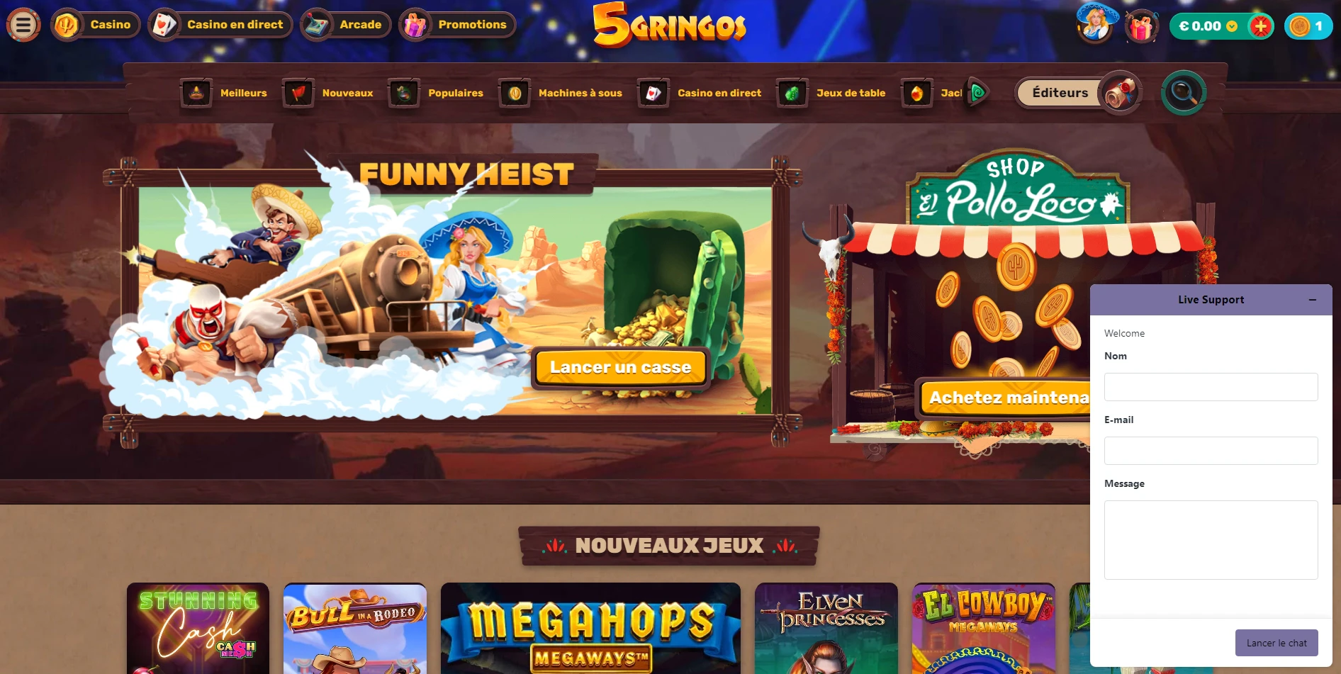 5Gringos est un casino en ligne qui ne met aucune possibilité pour se bannir directement sur le casino