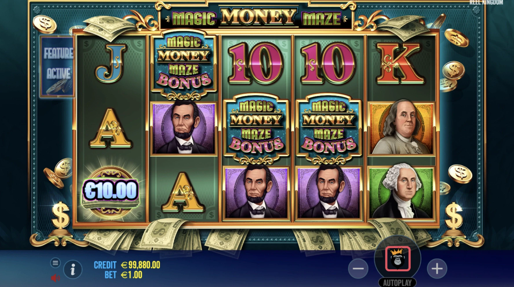 Obtention des parties gratuites sur la machine à sous Magic Money Maze du provider Reel Kingdom en collaboration avec Pragmatic Play