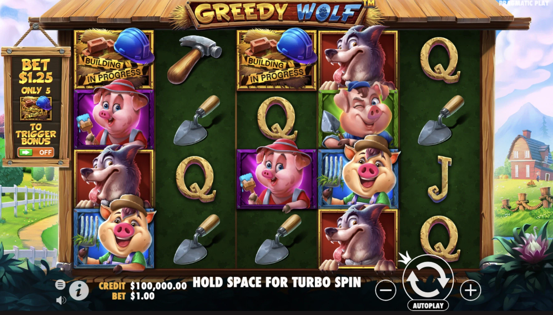 Grille de départ de la machine à sous Greedy Wolf du provider Pragmatic Play