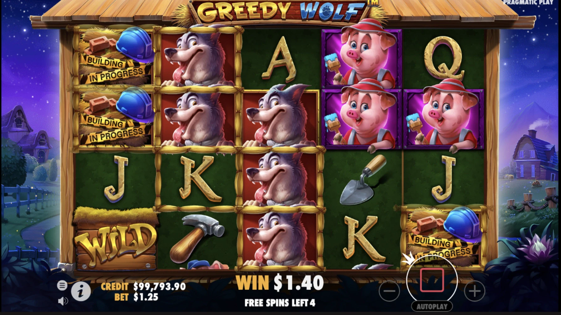 Tours gratuits supplémentaires durant les free spins sur la machine à sous Greedy Wolf du provider Pragmatic Play