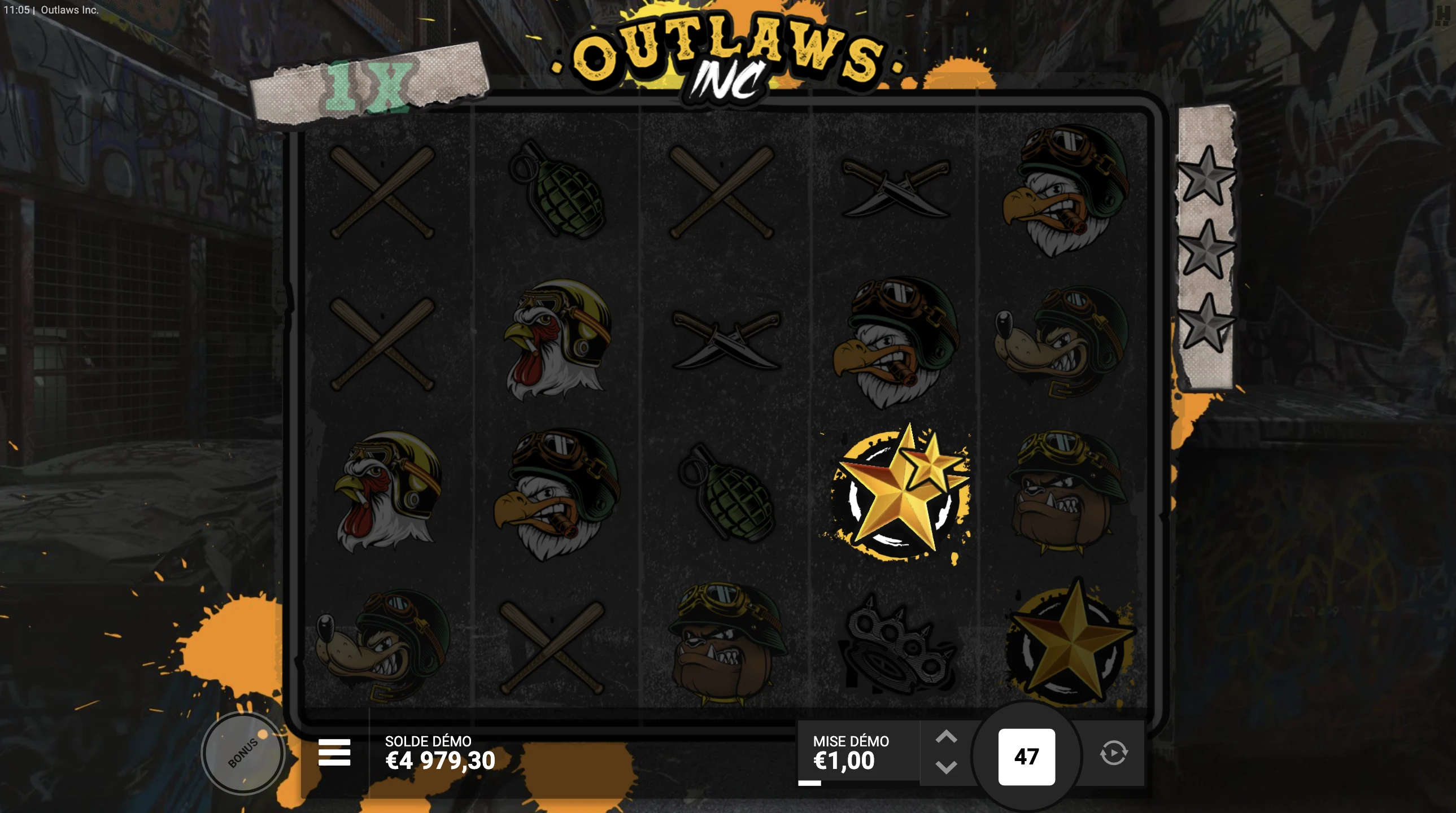 Fonctionnalité numéro 1 sur la machine à sous Outlaws du provider Hacksaw Gaming