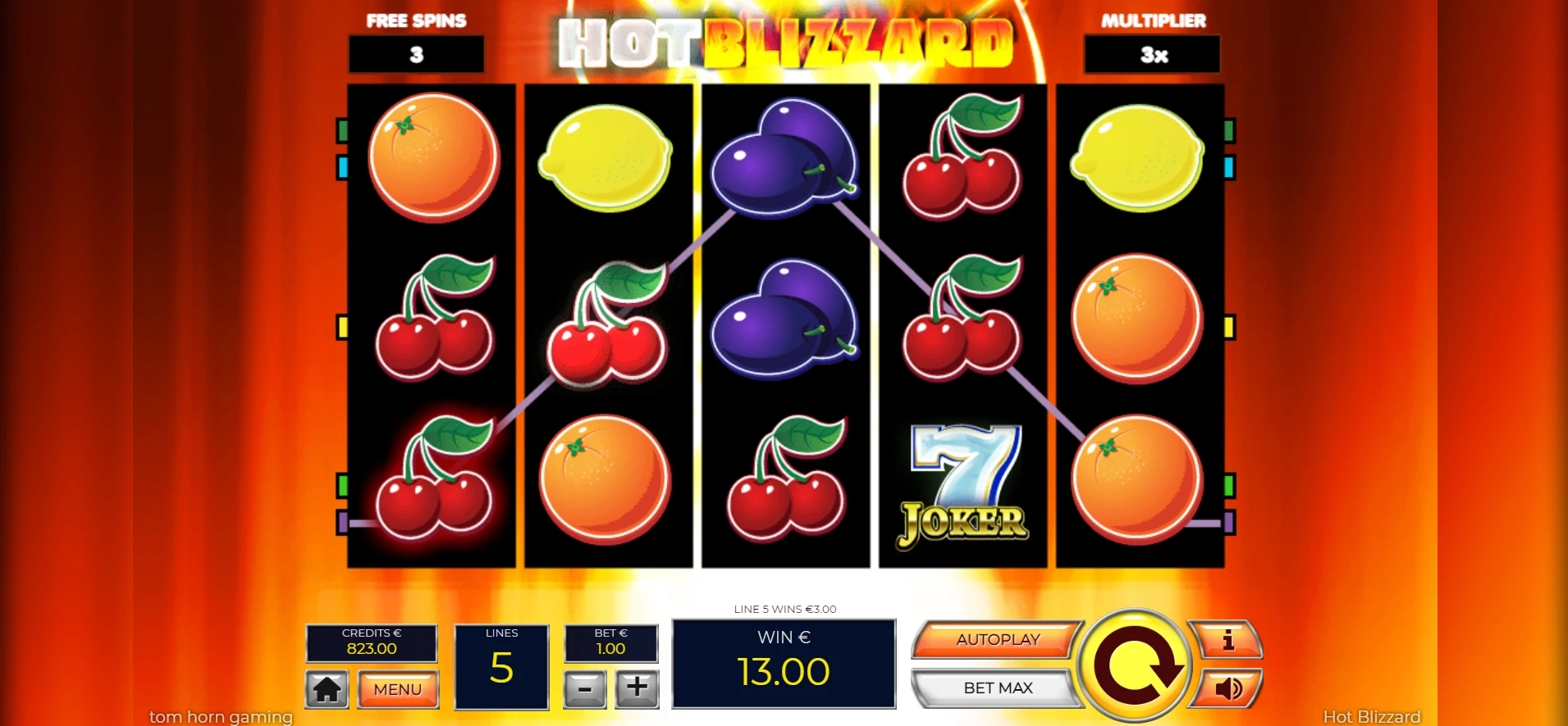 gain et fonction bonus hot blizzard de tom horn gaming