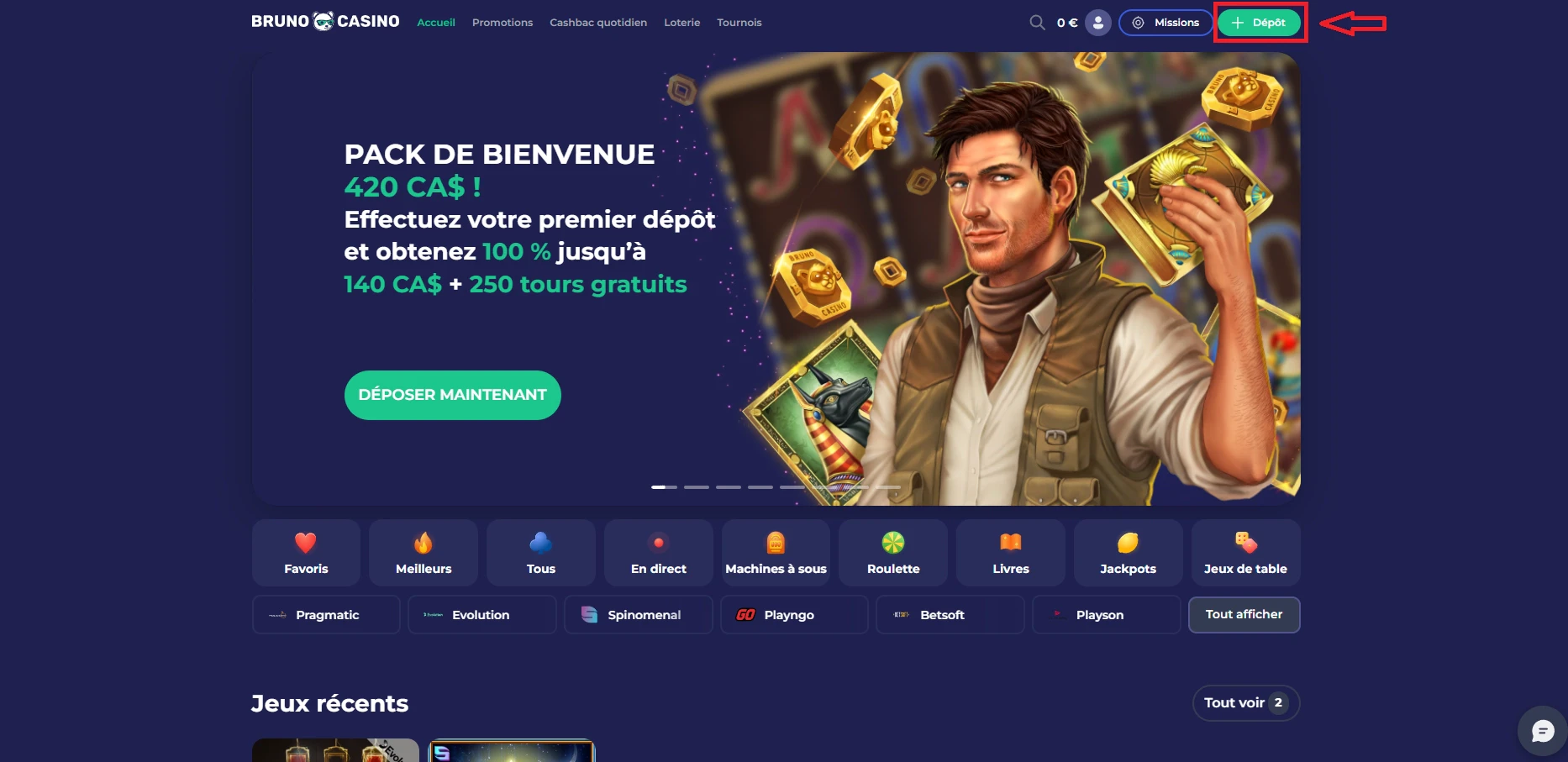 Sur brunocasino, vous pourrez déposer en monnaie fiduciaire et en crypto monnaies