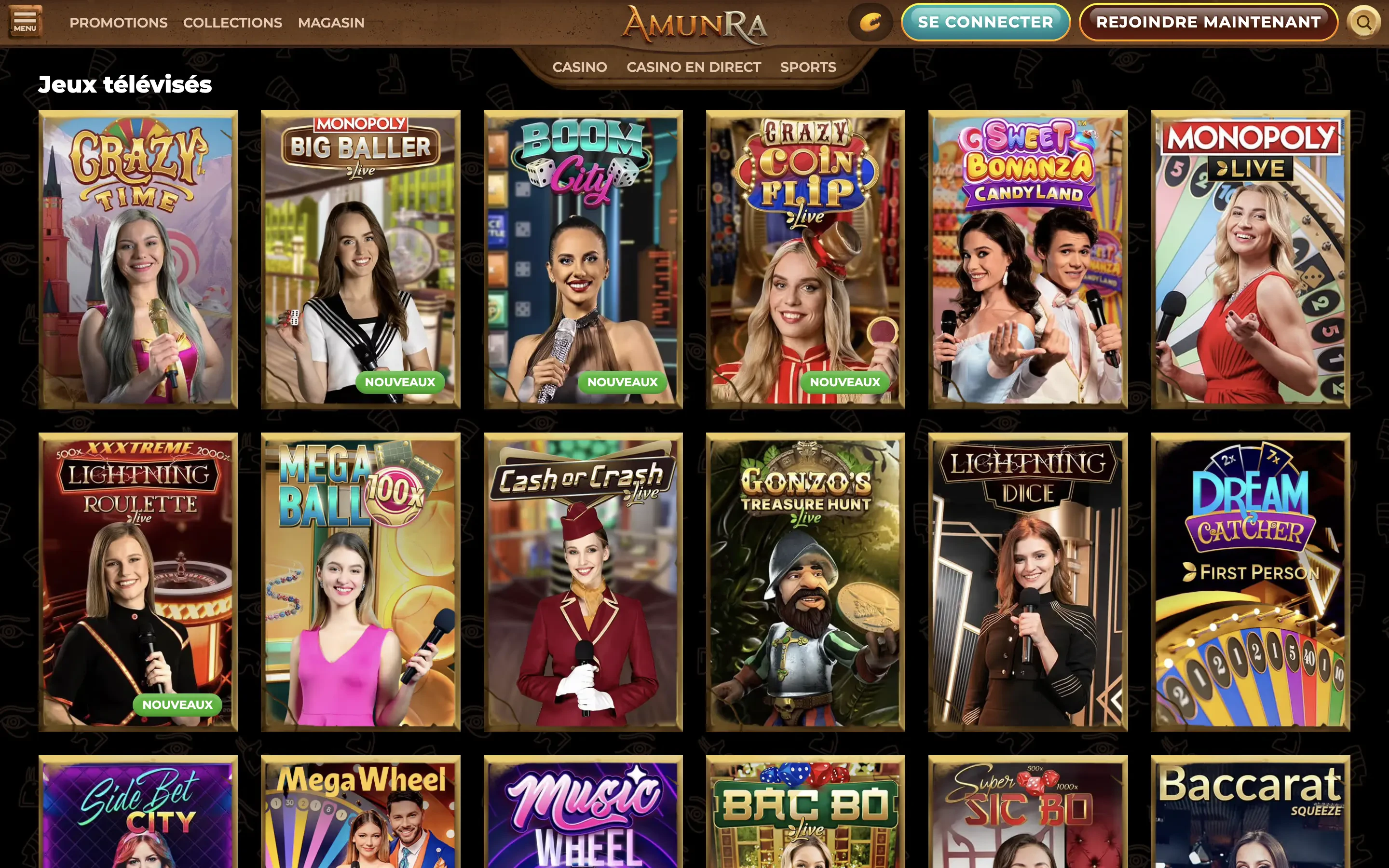 Le casino en direct sur AmunRa