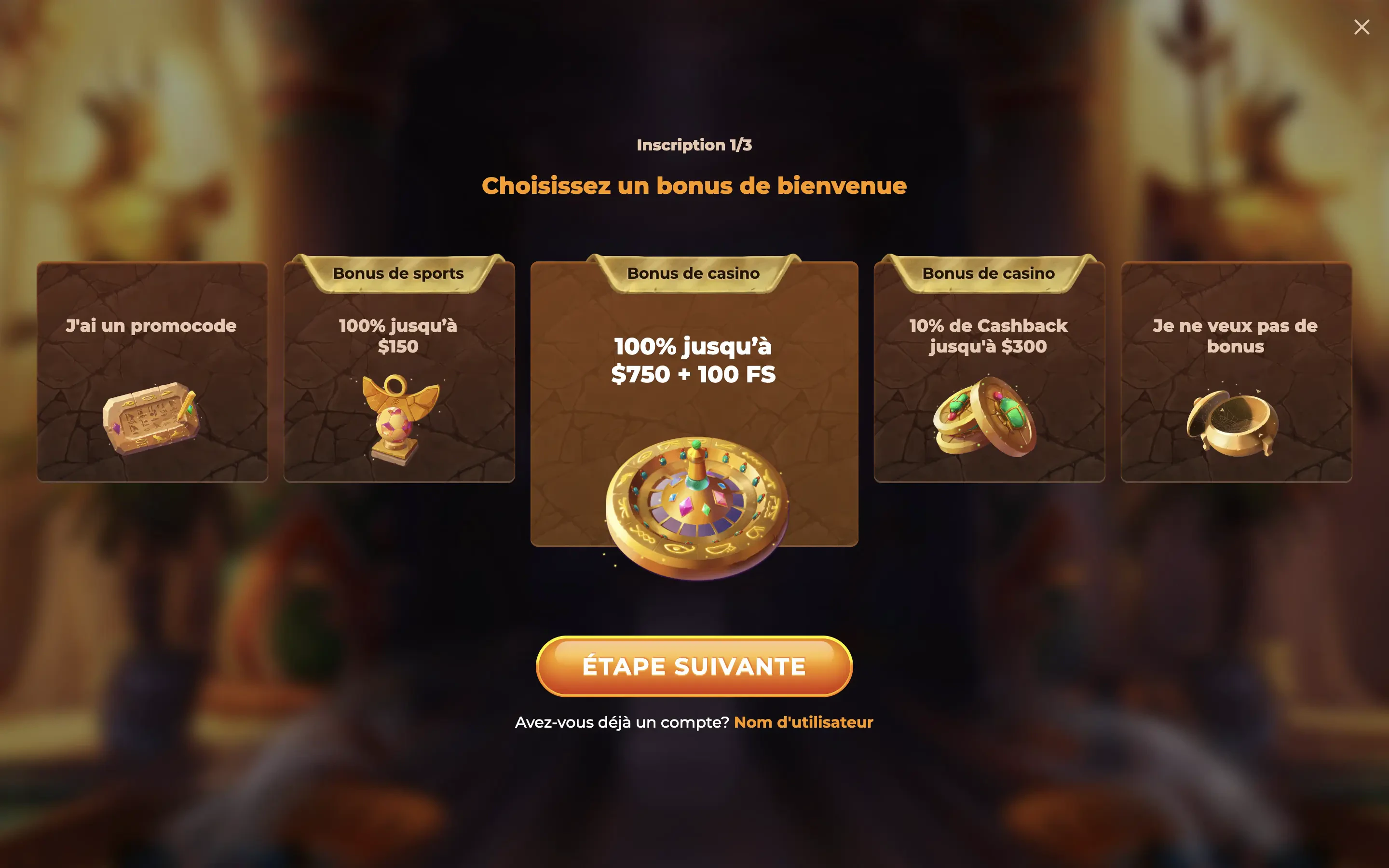 Choississez le bonus que vous souhaitez