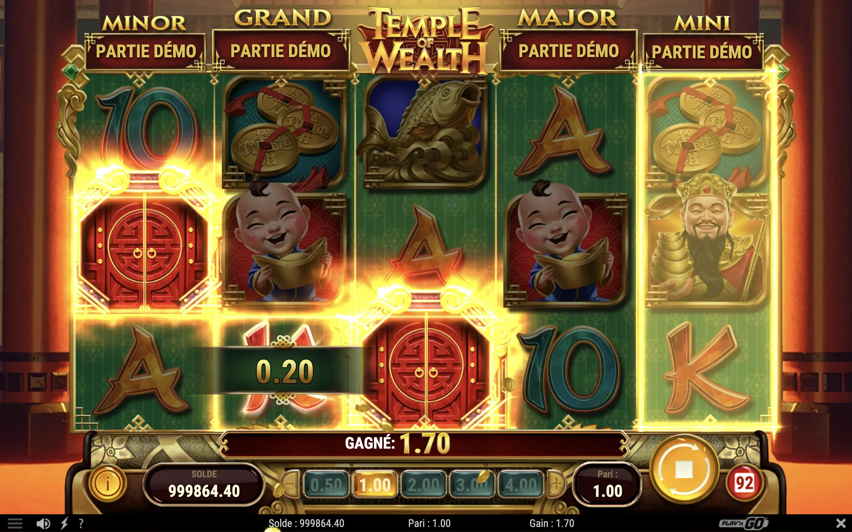 La fonctionnalité Gold Reels de Temple of Wealth
