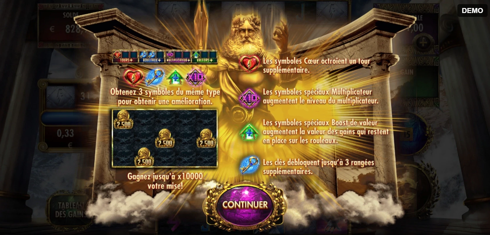 débloquer le bonus de million zeus de red rake gaming
