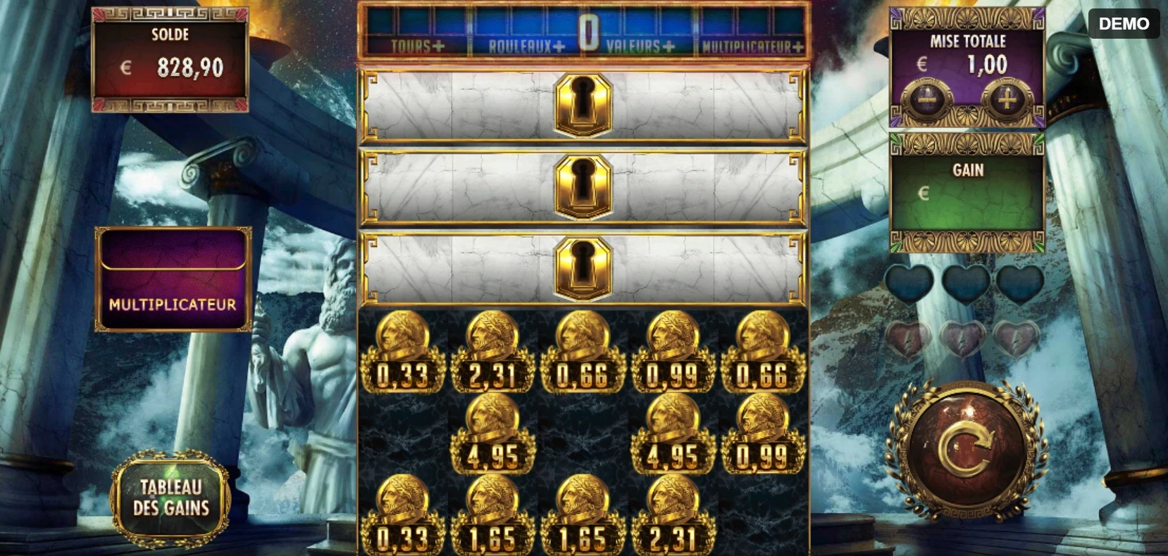 fonctionnalité bonus million zeus de red rake gaming